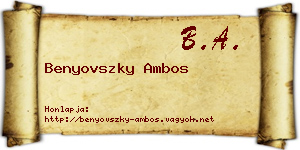 Benyovszky Ambos névjegykártya